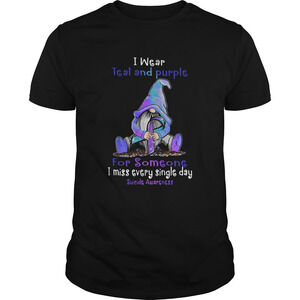 Gnome I Wear Teal And Purple For Someone I Miss Every Single Day Shirt